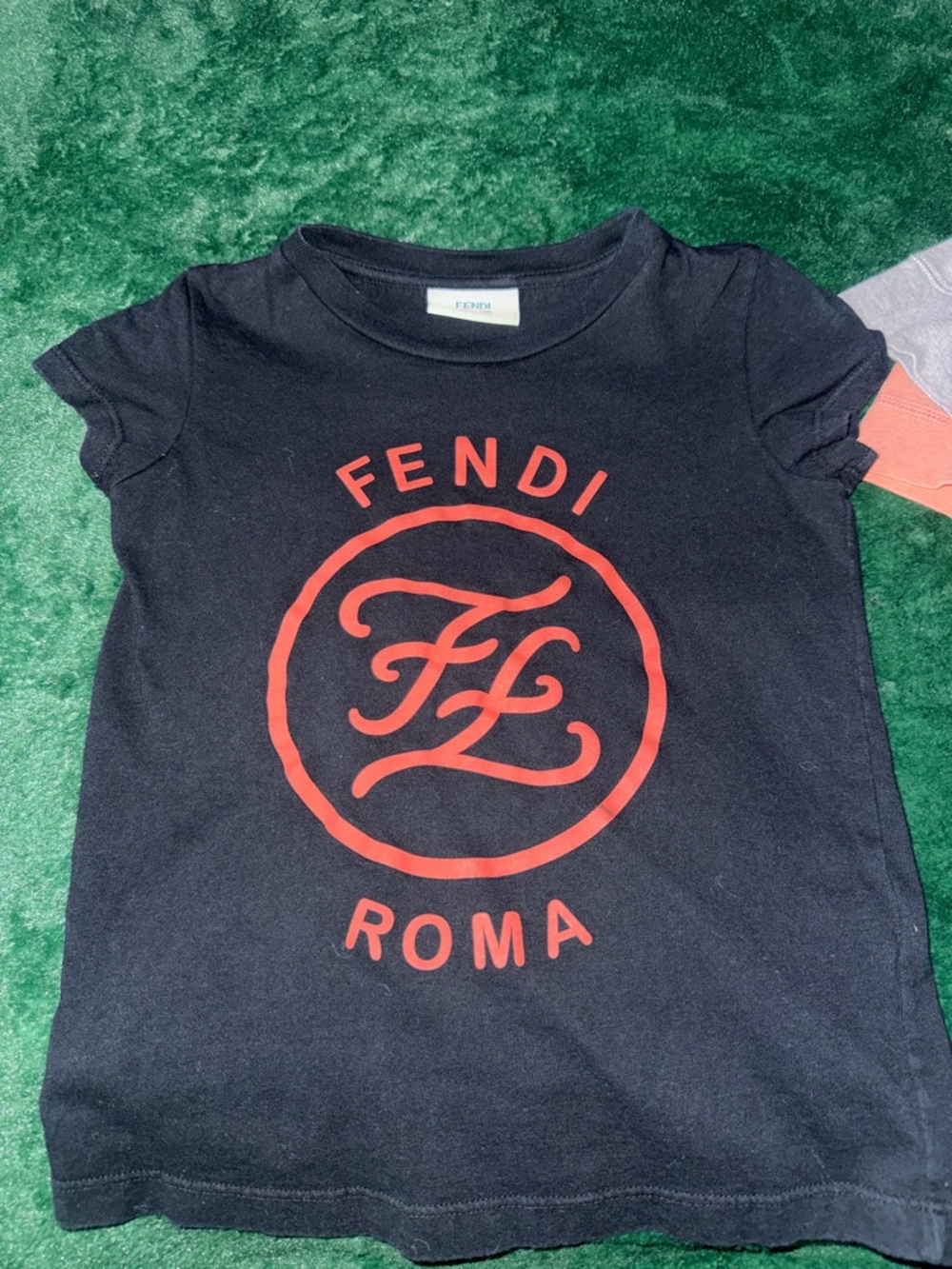 Fendi Black Tee with Red Roma Logo
